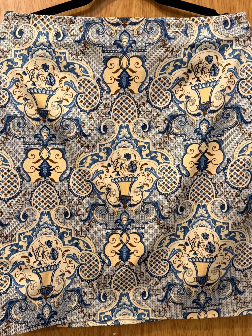 Stretch Porcelain Tile Print Pencil Skirt Blue Ivory Size 14